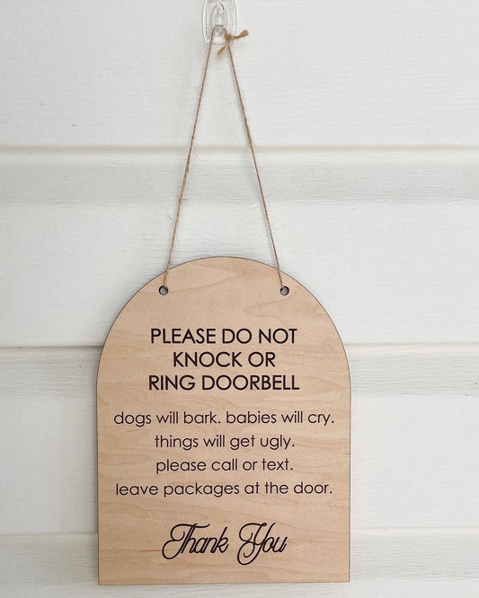 Please Do Not Knock Or Ring Doorbell Sign
