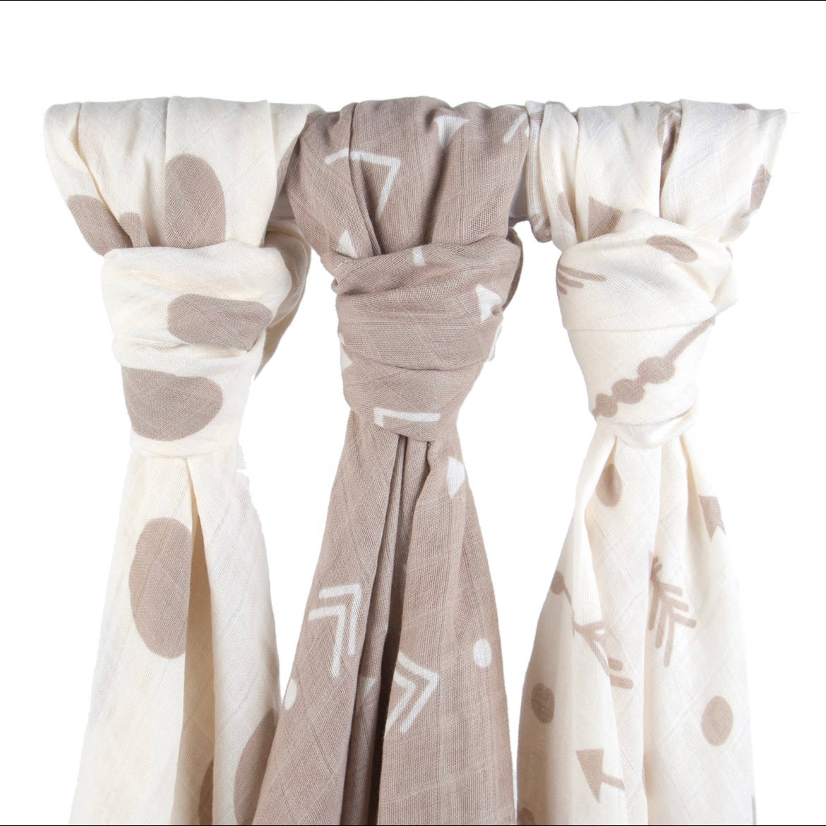 Tadpoles Set of 3 Cotton Muslin Receiving Blankets, Natural