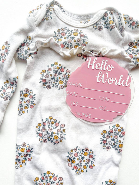 Acrylic Birth Announcement Disc, Newborn Photo Prop